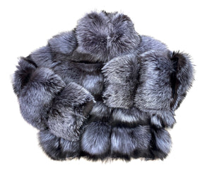 Kashani Women's Grey Spliced Fox Fur Coat - Dudes Boutique