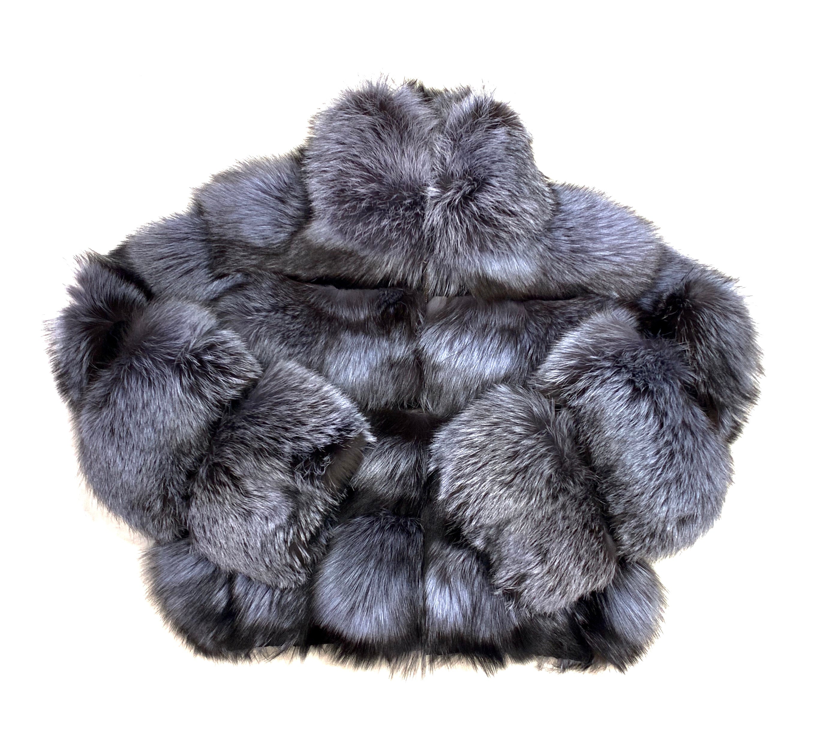 Kashani Women's Grey Spliced Fox Fur Coat - Dudes Boutique