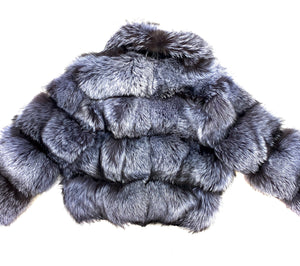 Kashani Women's Grey Spliced Fox Fur Coat - Dudes Boutique