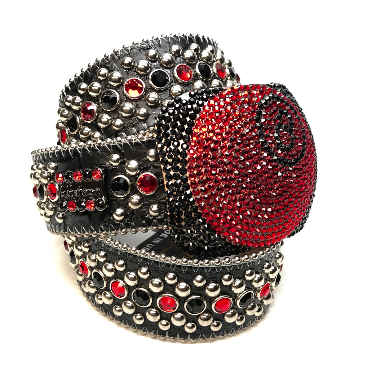 b.b. Simon '8 Ball' Black & Red Crystal Belt - Dudes Boutique