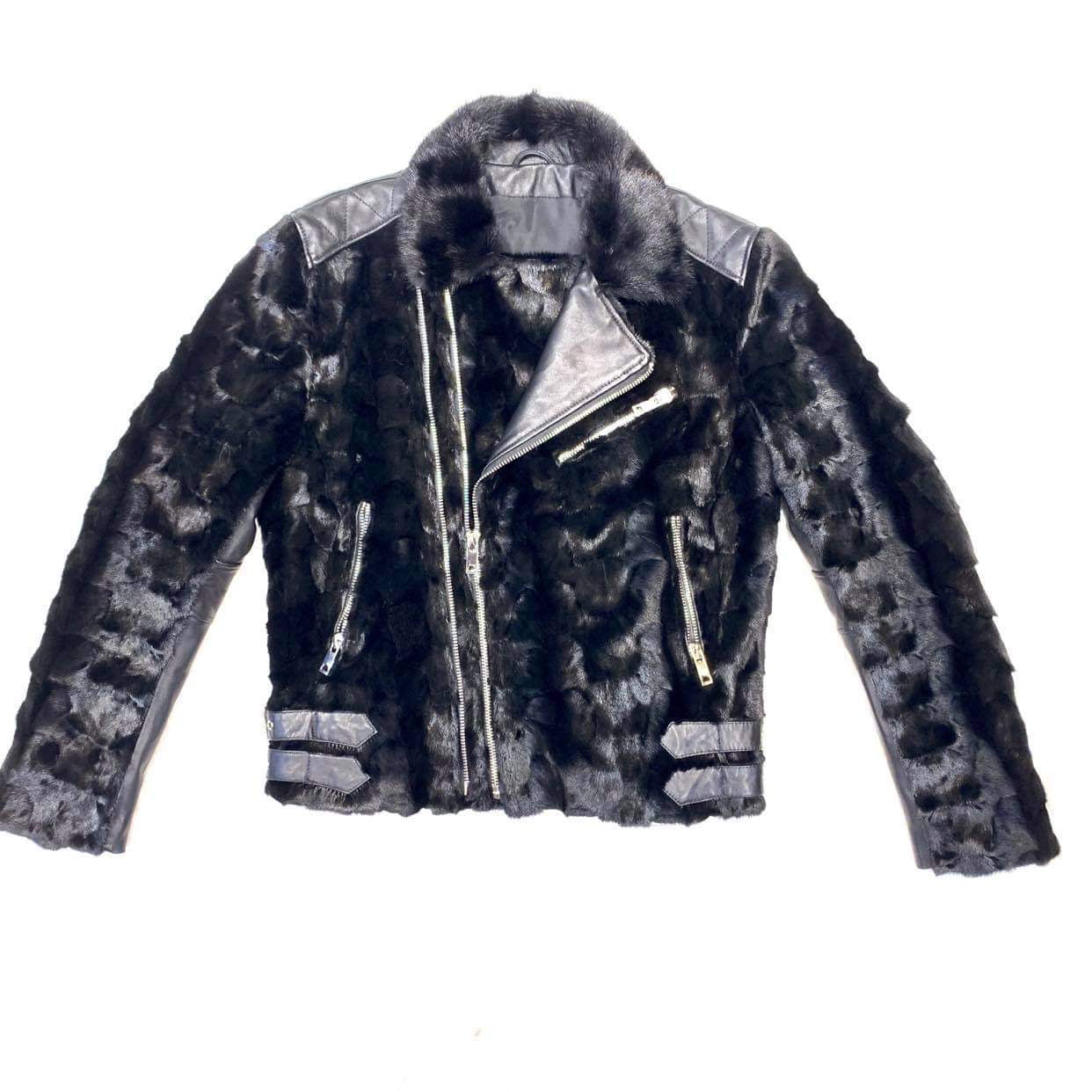 Kashani Men's Black Mink Leather Biker Jacket - Dudes Boutique