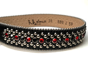 b.b. Simon '8 Ball' Black & Red Crystal Belt - Dudes Boutique