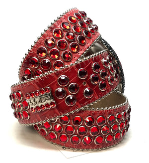 b.b. Simon '8 Ball' Blood Red Crystal Belt - Dudes Boutique