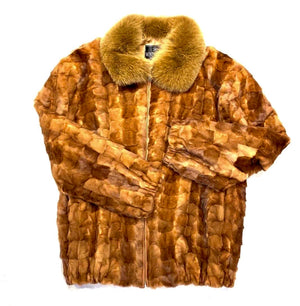 Kashani Men's Whiskey Diamond Cut Mink Fox Collar Coat - Dudes Boutique