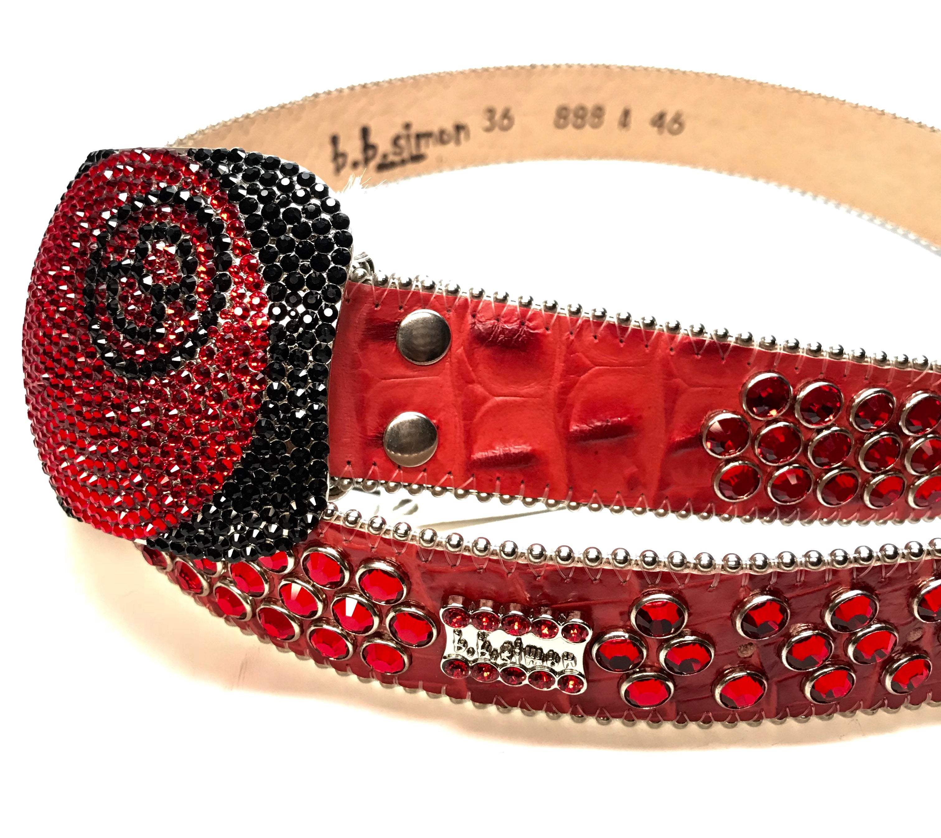 b.b. Simon '8 Ball' Blood Red Crystal Belt - Dudes Boutique