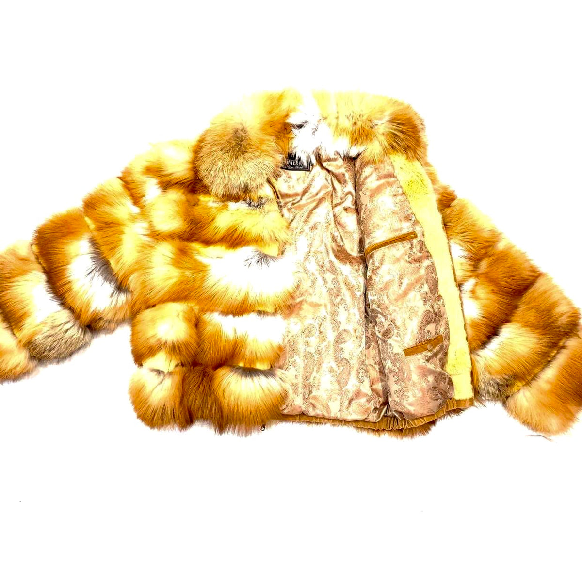 Kashani Men's Cognac Spliced Fox Fur Coat - Dudes Boutique