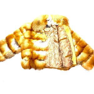 Kashani Men's Cognac Spliced Fox Fur Coat - Dudes Boutique