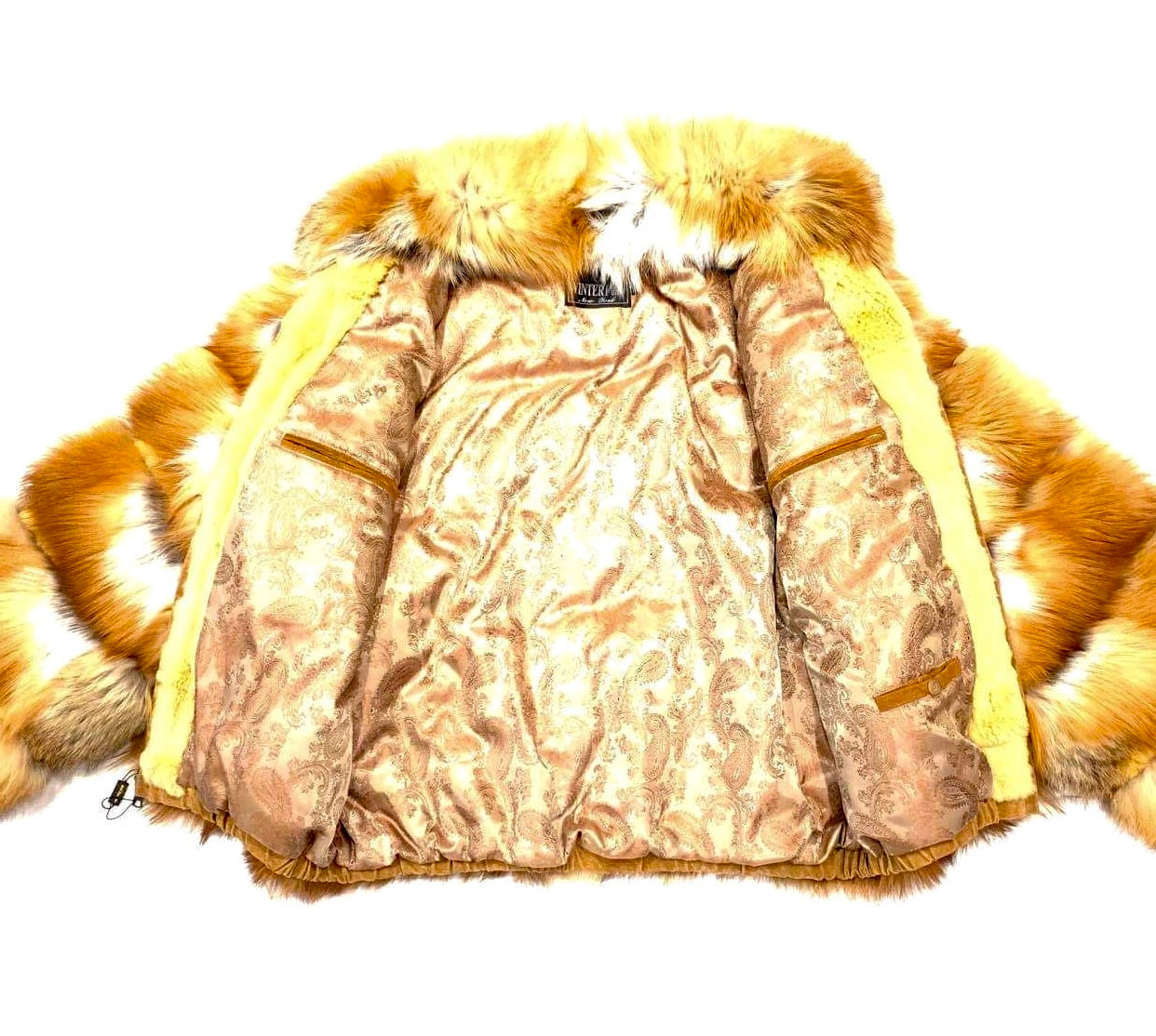 Kashani Men's Cognac Spliced Fox Fur Coat - Dudes Boutique