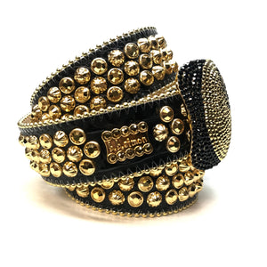 b.b. Simon '8 Ball' black & gold Crystal Belt - Dudes Boutique