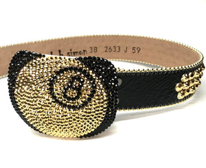 b.b. Simon '8 Ball' black & gold Crystal Belt - Dudes Boutique