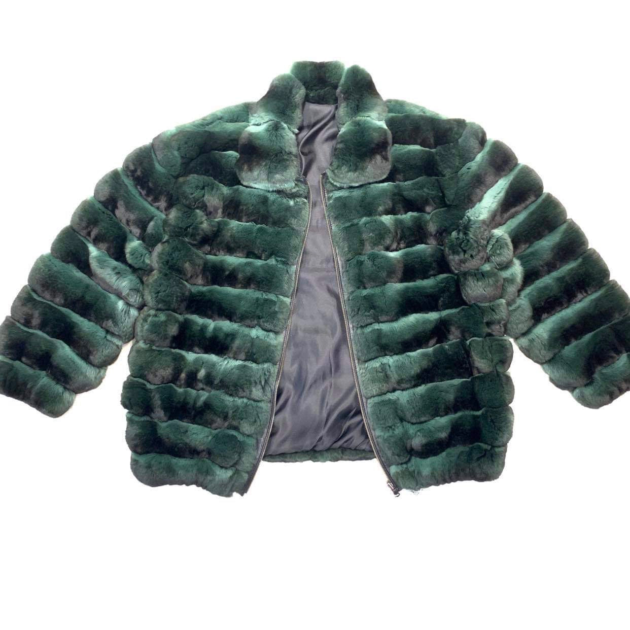 Kashani Men's Forest Green Chinchilla Fur Coat - Dudes Boutique