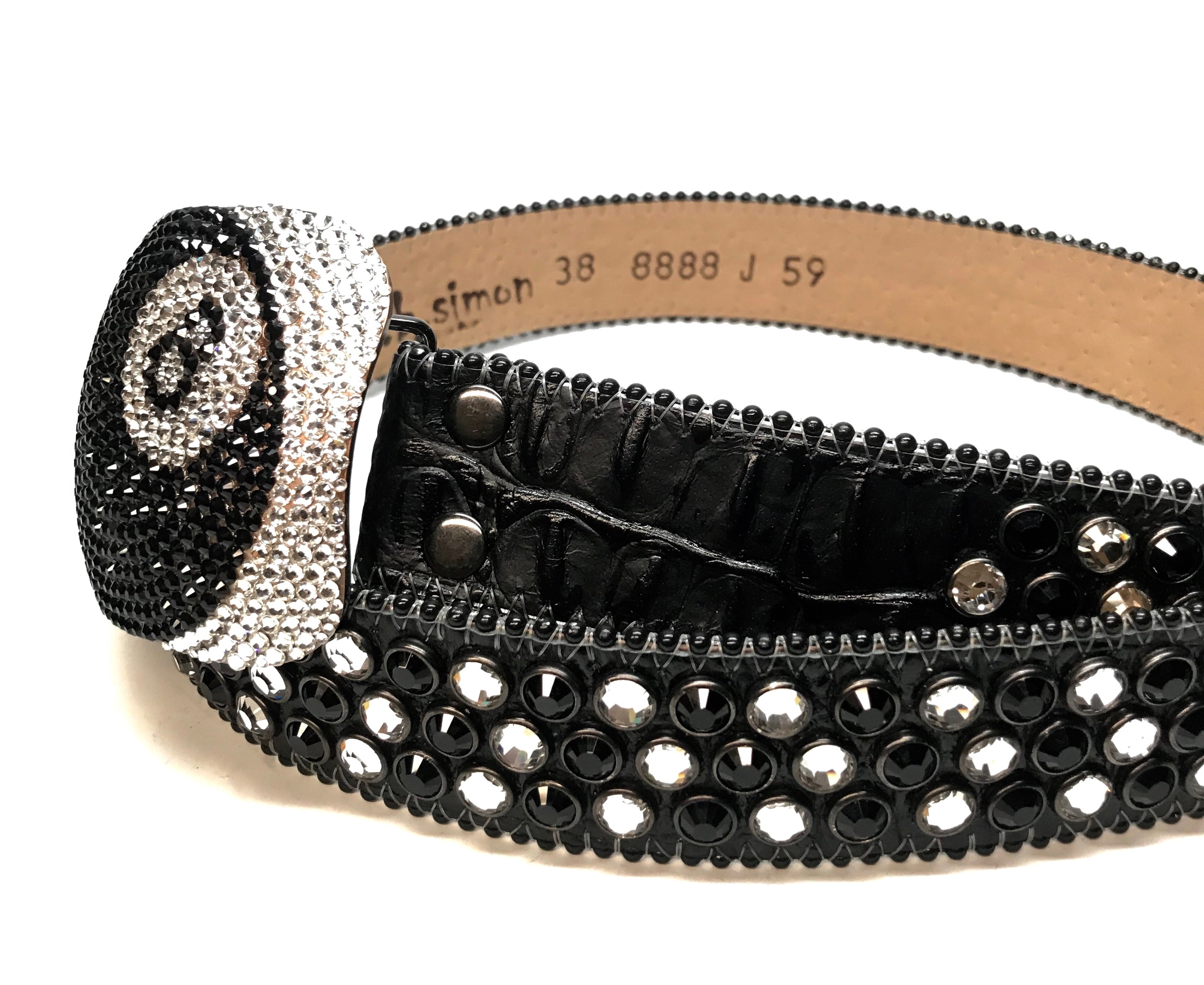 b.b. Simon '8 Ball' Black Crystal Belt - Dudes Boutique