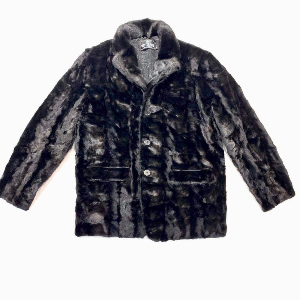 Kashani  Men's Black Diamond Cut Mink Car Coat - Dudes Boutique