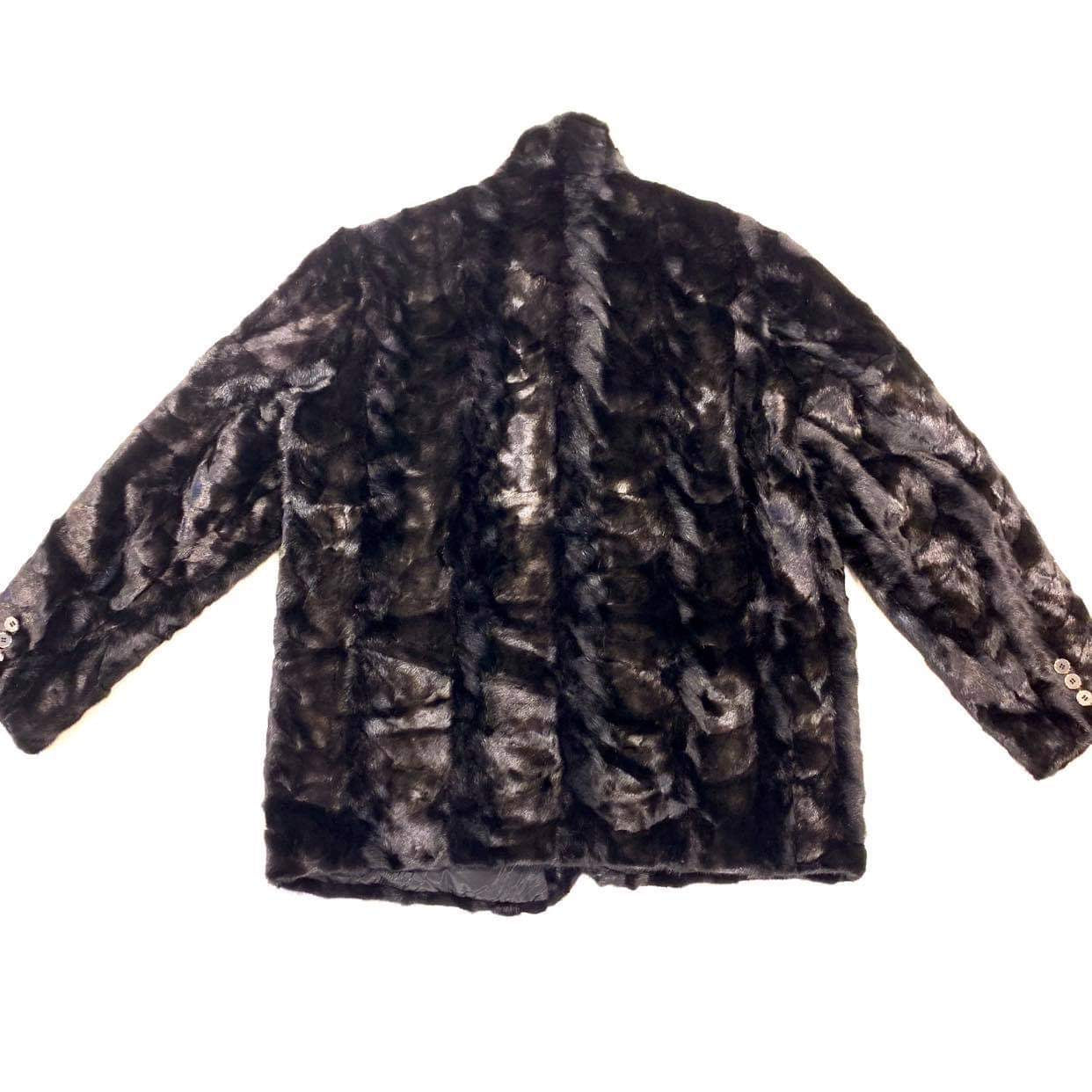 Kashani  Men's Black Diamond Cut Mink Car Coat - Dudes Boutique