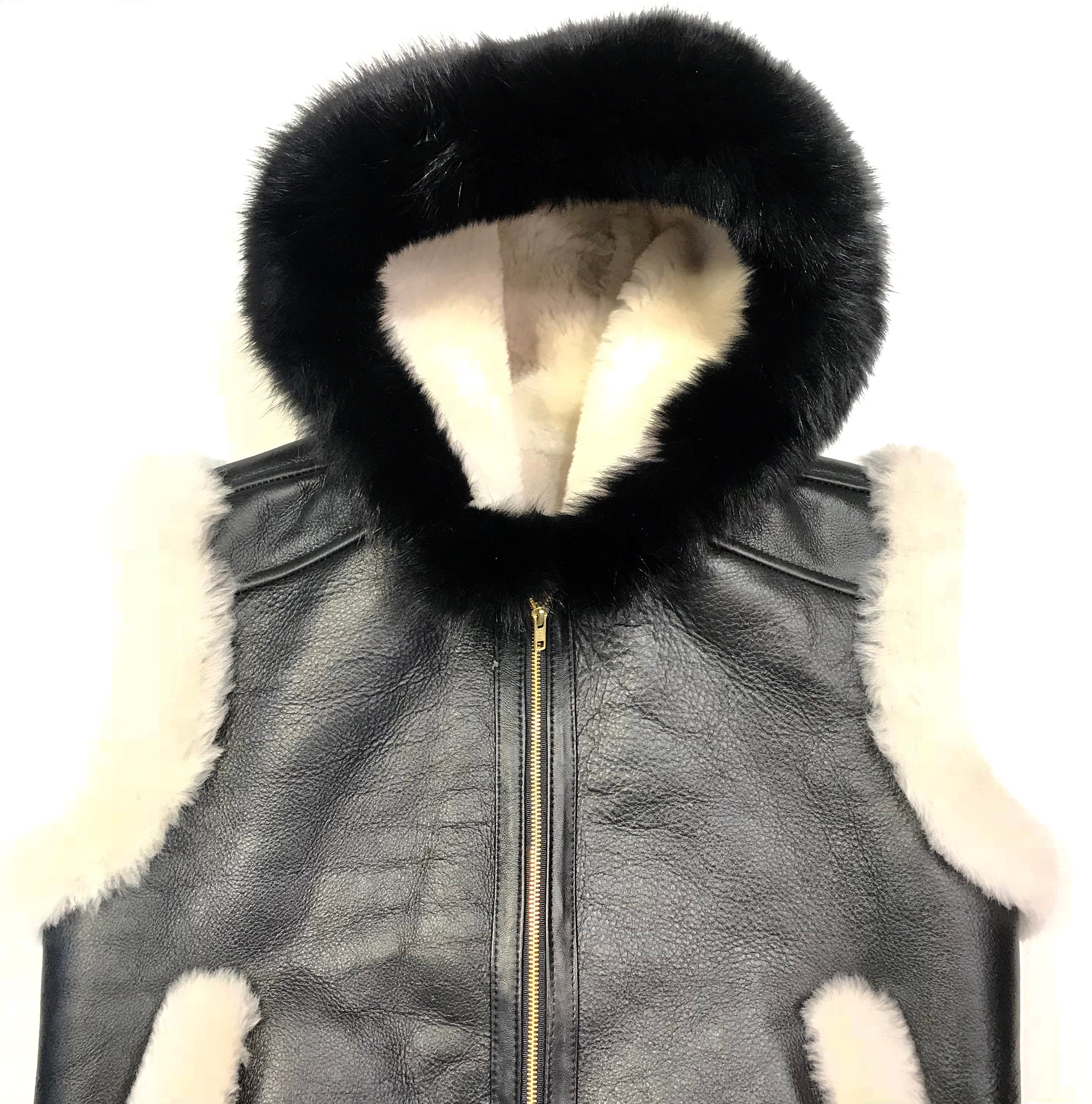 Kashani Jet Black Fox Fur Shearling Vest - Dudes Boutique