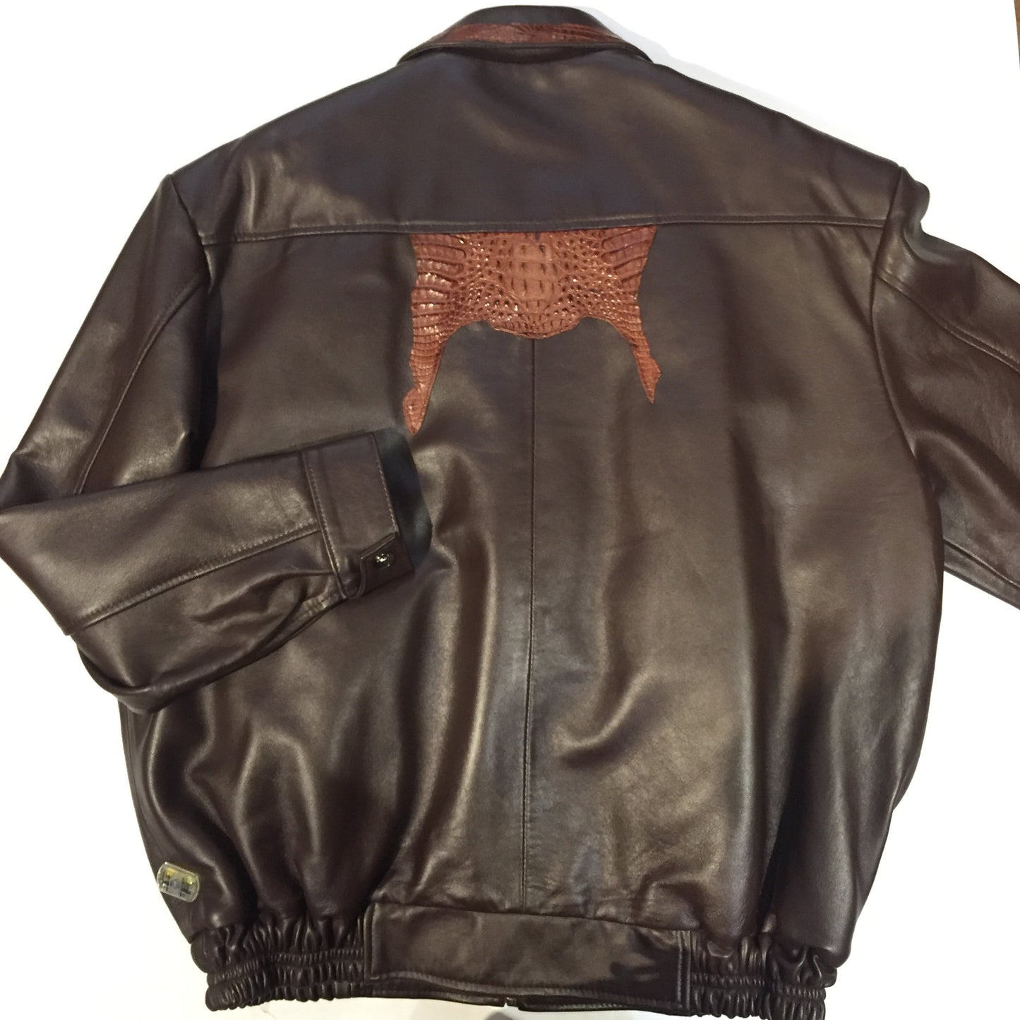 Kashani Chocolate Alligator/Lamb Bomber Jacket - Dudes Boutique