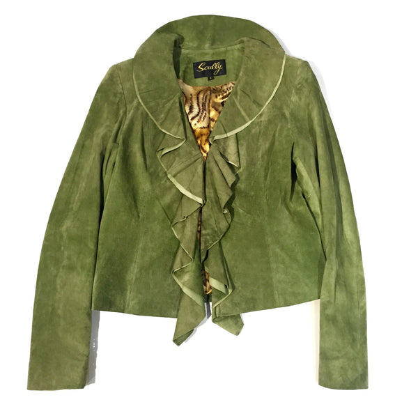 Scully Olive Ruffle Suede Jacket - Dudes Boutique