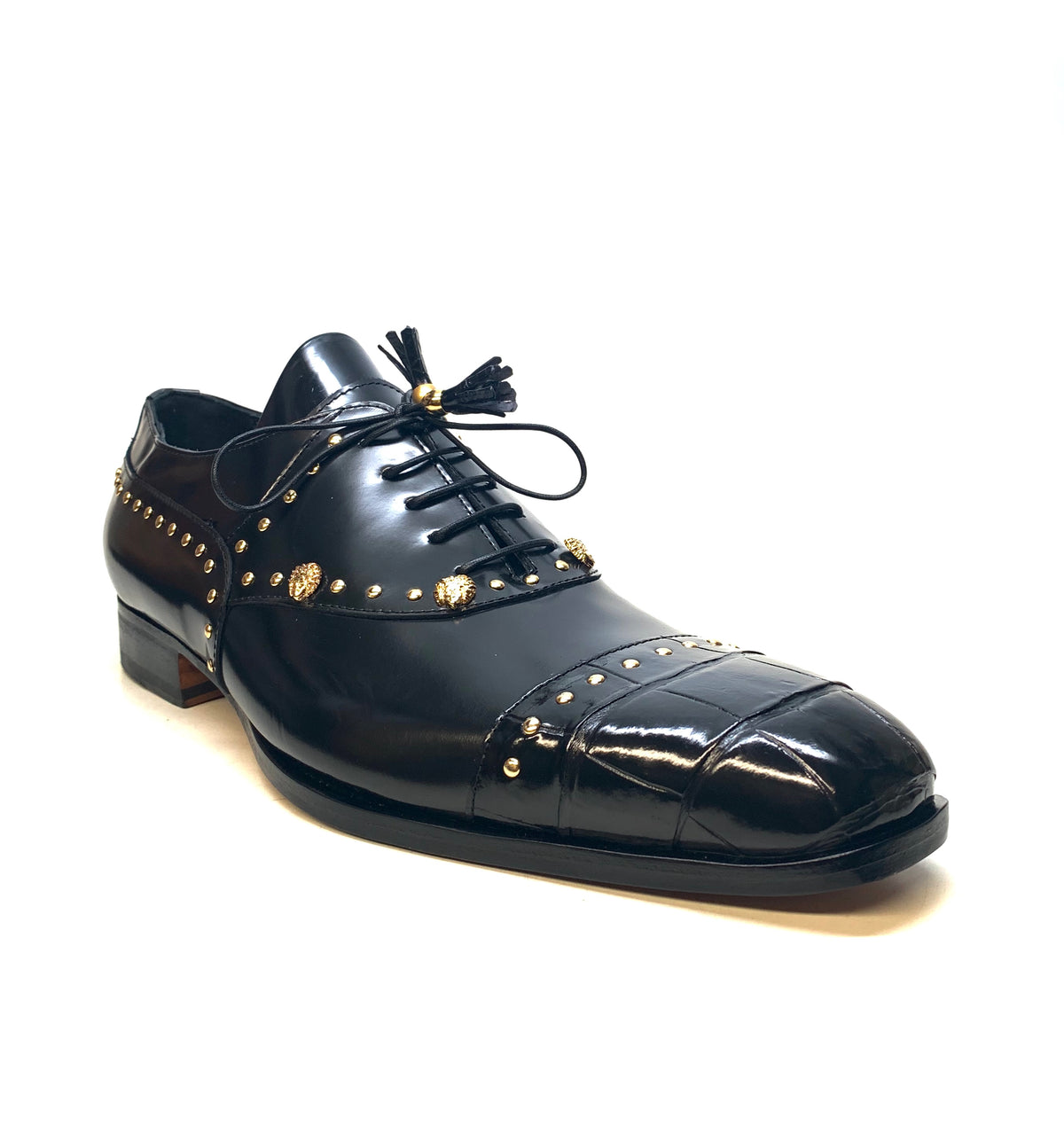 Mauri Men's 4901 "Vegas" Black Alligator Calf Skin Dress Shoes - Dudes Boutique