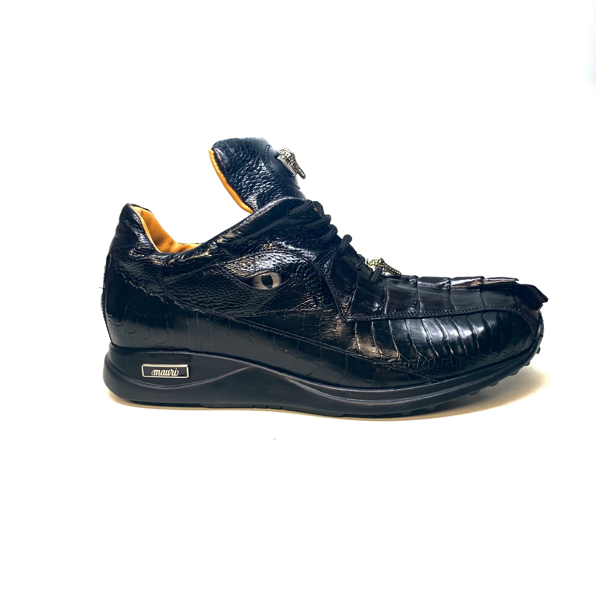 Mauri 8605 'Eye' Black Hornback Tail/Ostrich Leg Sneakers - Dudes Boutique