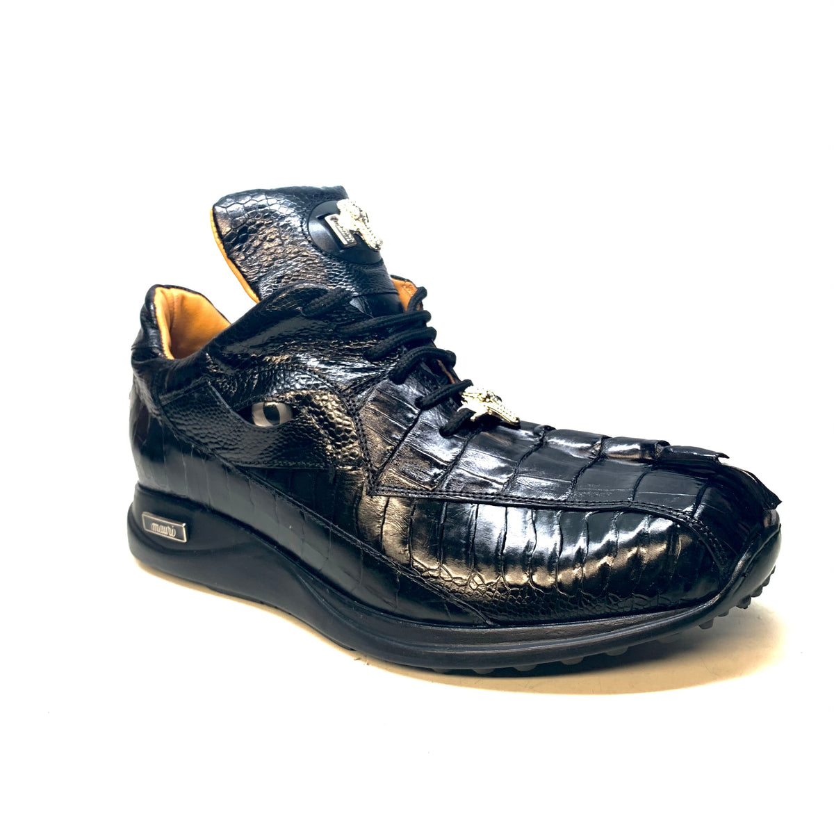 Mauri 8605 'Eye' Black Hornback Tail/Ostrich Leg Sneakers - Dudes Boutique
