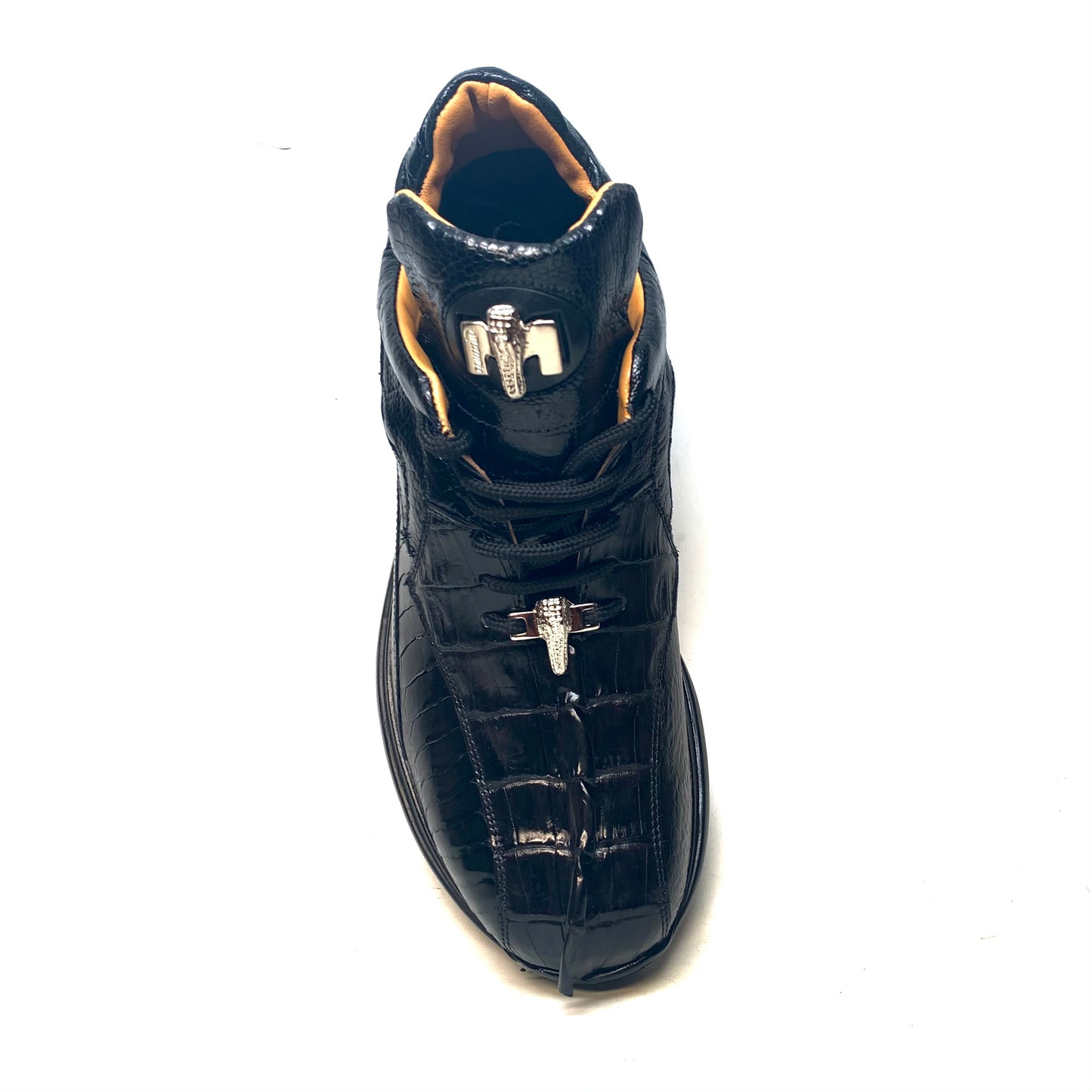 Mauri 8605 'Eye' Black Hornback Tail/Ostrich Leg Sneakers - Dudes Boutique