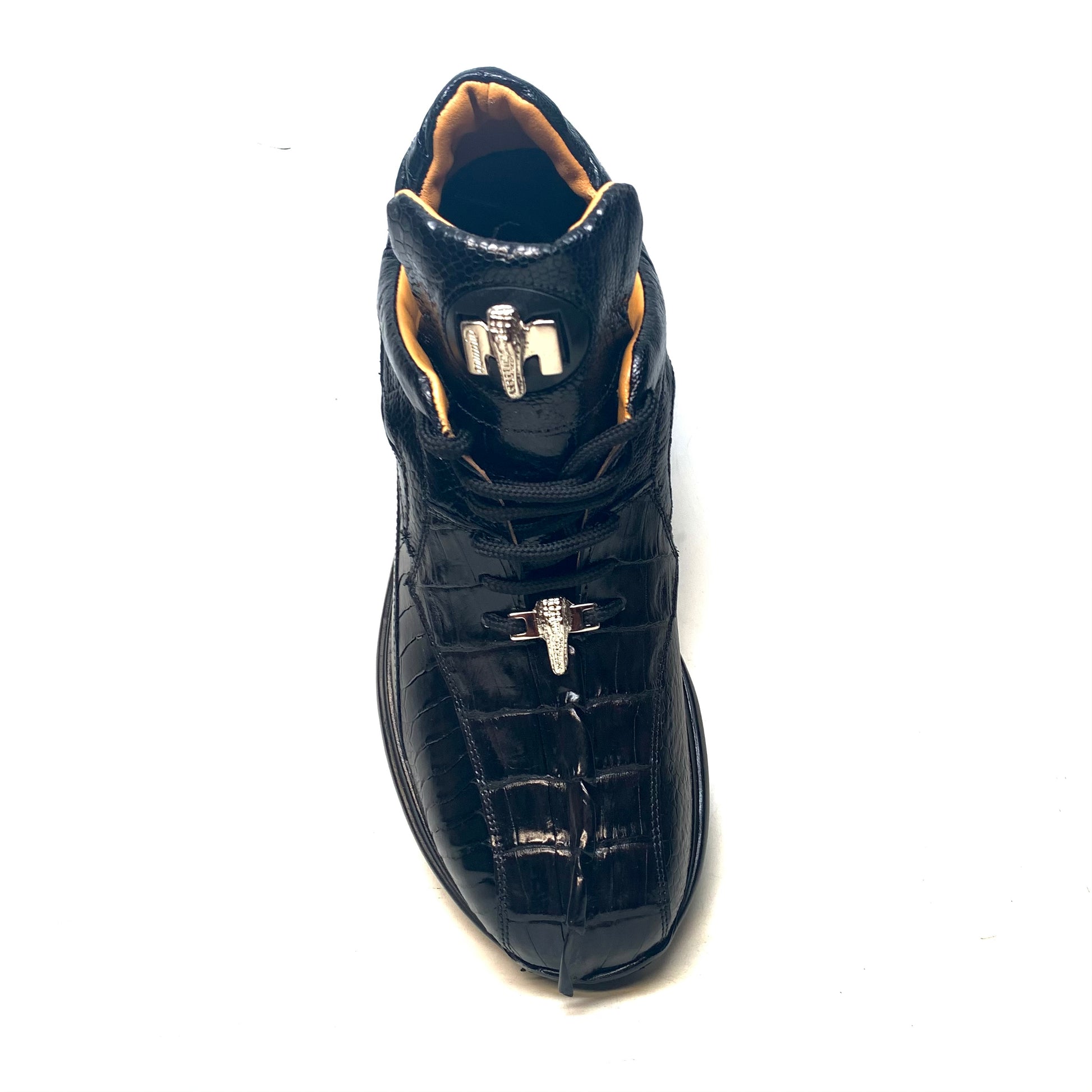 Mauri 8605 'Eye' Black Hornback Tail/Ostrich Leg Sneakers - Dudes Boutique