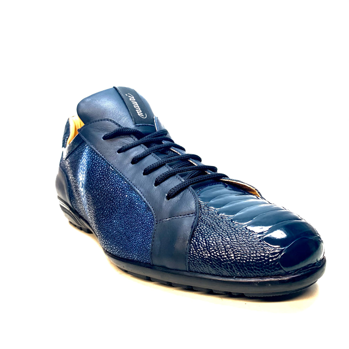 Mauri "8527" Deep Blue Stingray/ Ostrich Leg Sneaker - Dudes Boutique