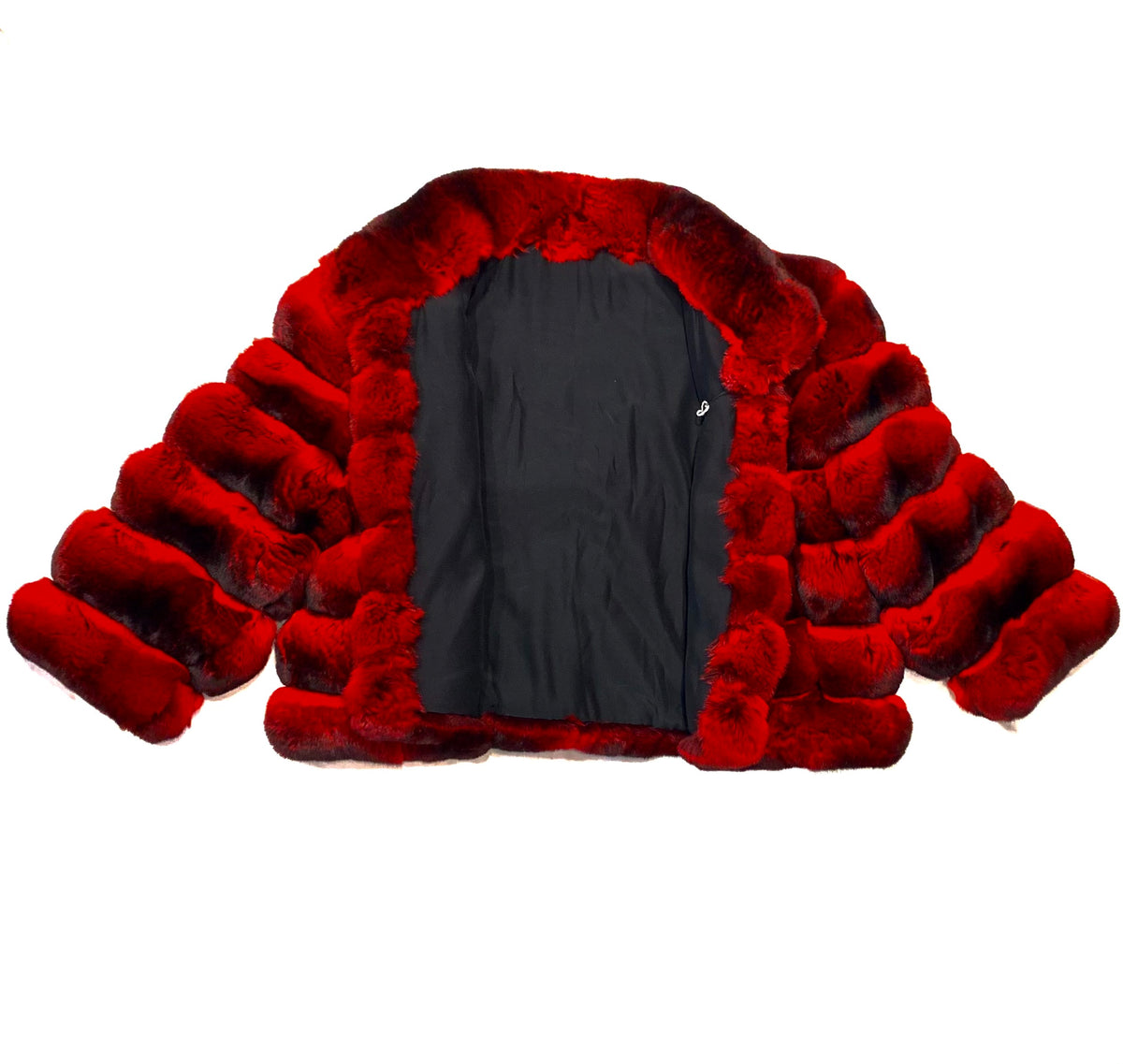 Kashani Ladies Red/Black Cut Full Chinchilla Coat - Dudes Boutique