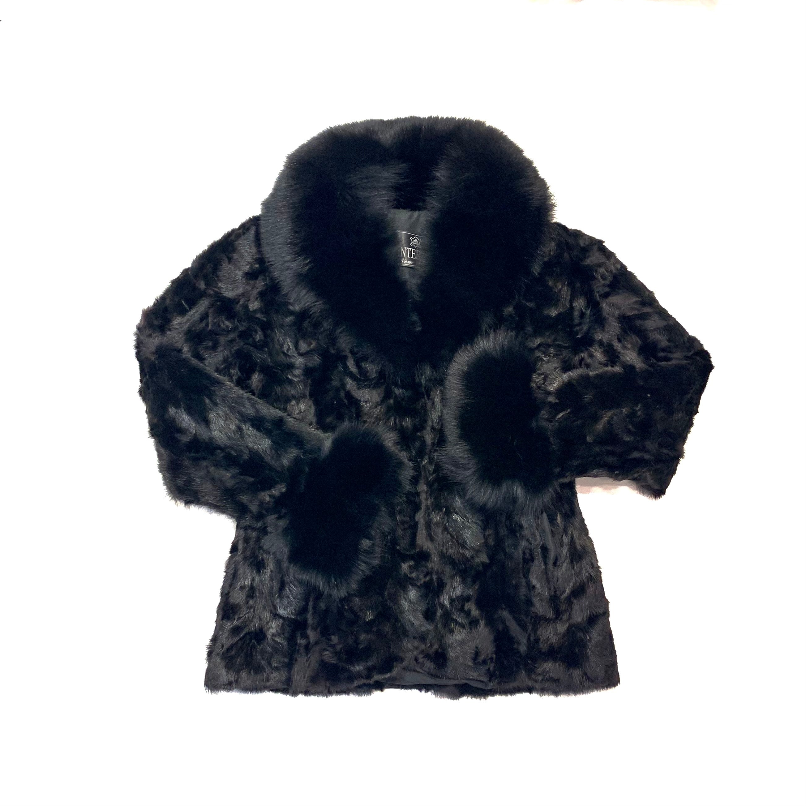 Kashani Women's Black Mink Jacket with Fox Fur Lining - Dudes Boutique