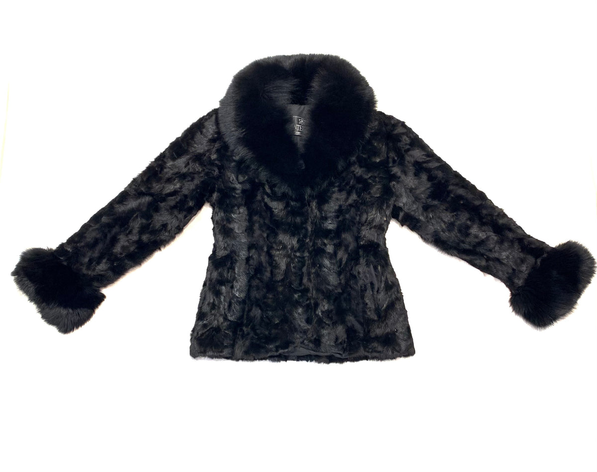 Kashani Women's Black Mink Jacket with Fox Fur Lining - Dudes Boutique