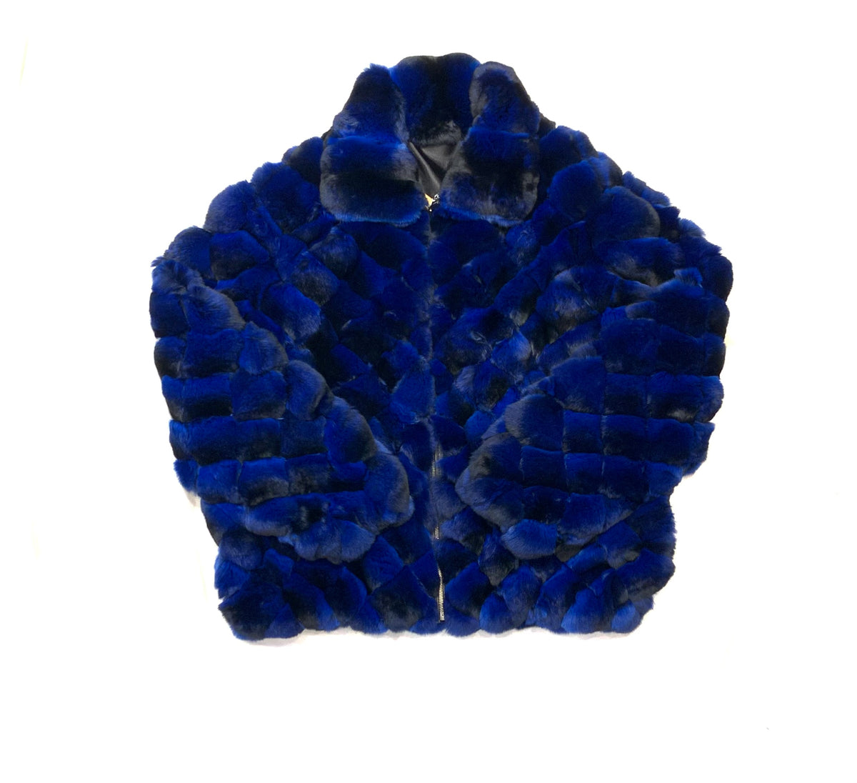 Kashani Men's Blue Black Diamond Cut Full Chinchilla Coat - Dudes Boutique