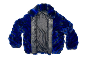 Kashani Men's Blue Black Diamond Cut Full Chinchilla Coat - Dudes Boutique