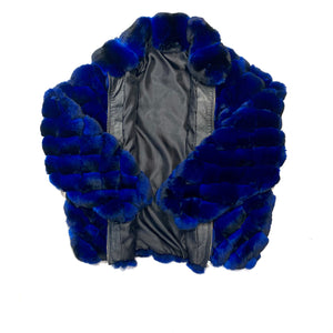 Kashani Men's Blue Black Diamond Cut Full Chinchilla Coat - Dudes Boutique