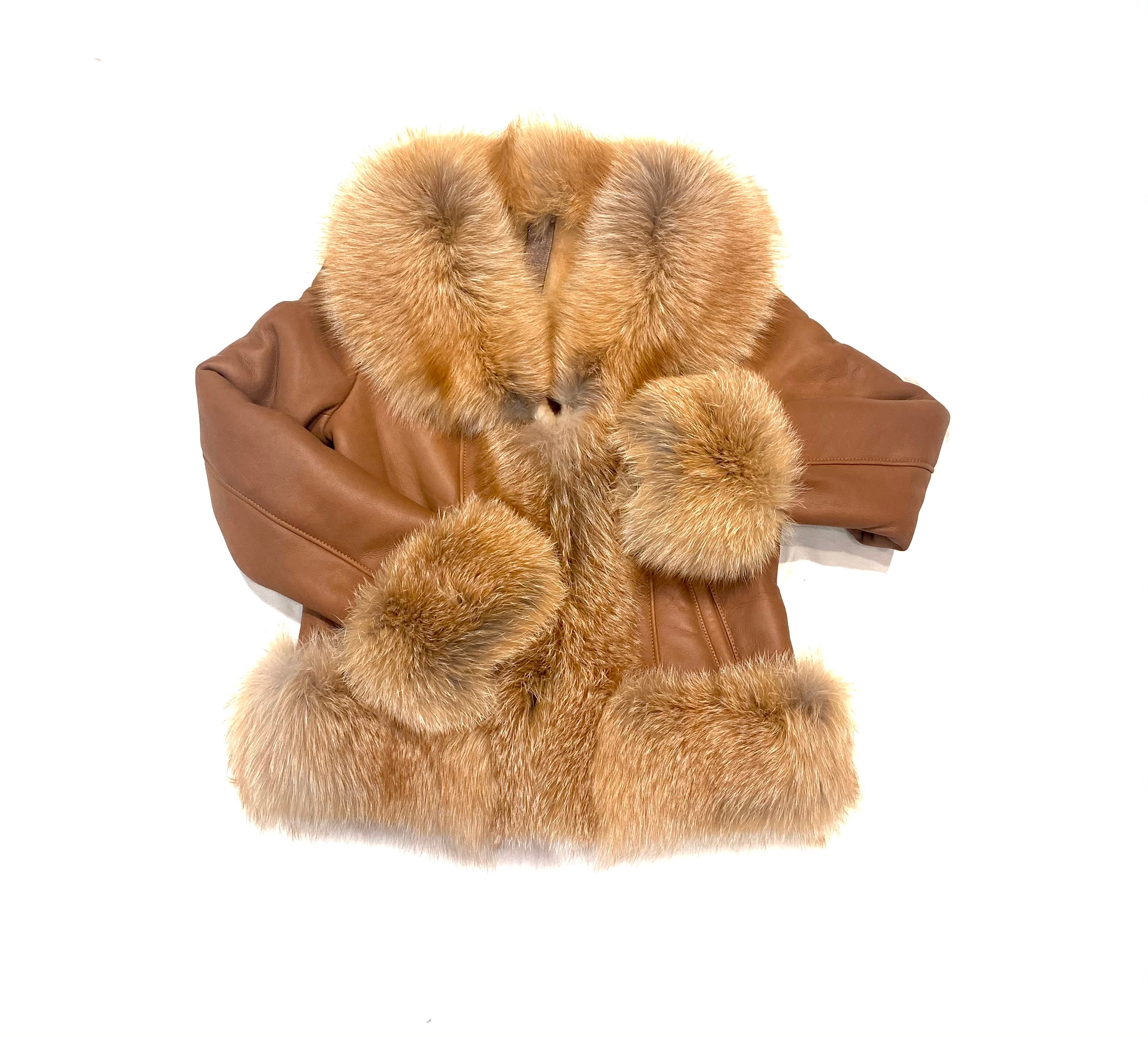 Barya NewYork Ladies Whiskey Oversize Fox Collar Shearling - Dudes Boutique