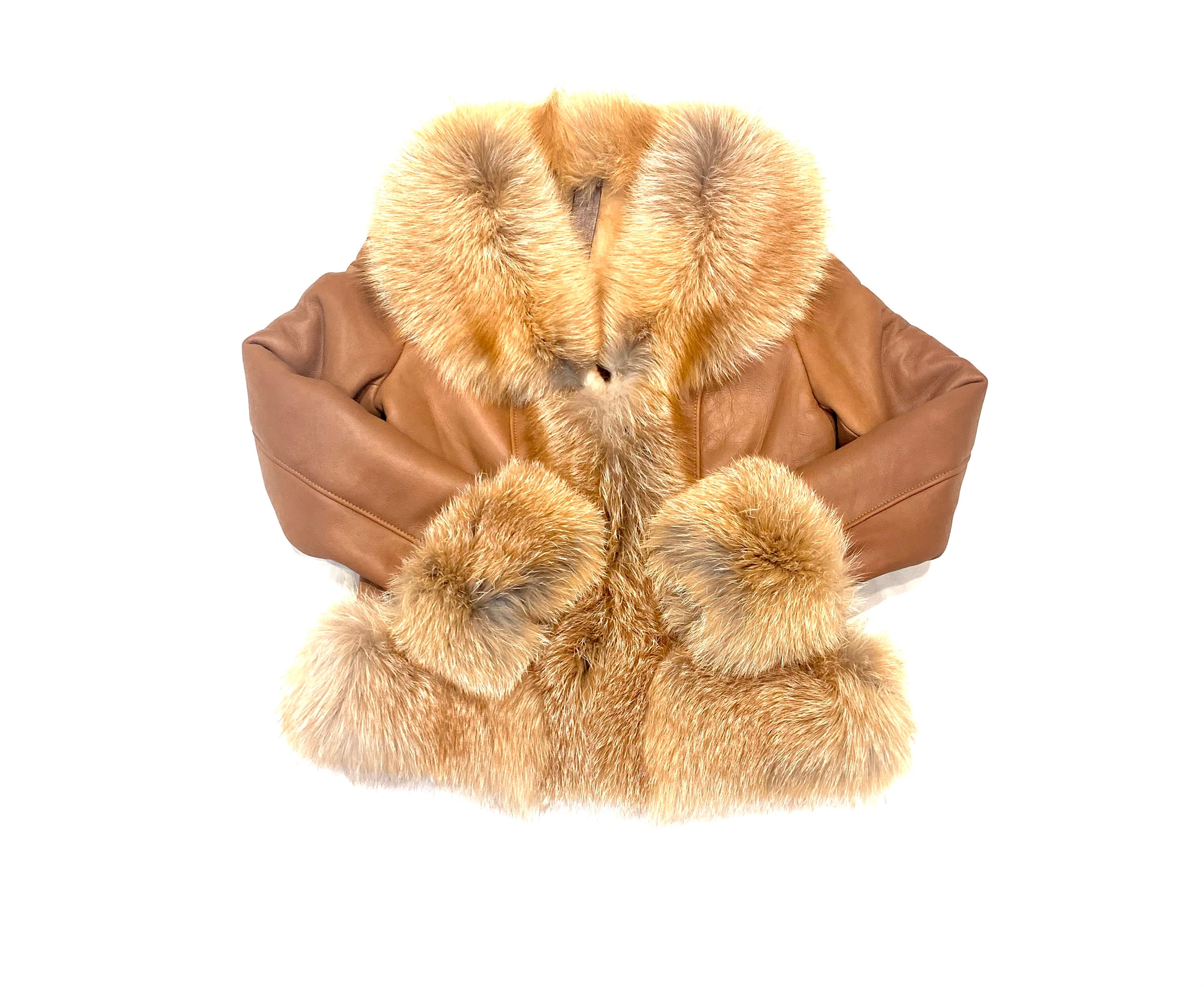 Barya NewYork Ladies Whiskey Oversize Fox Collar Shearling - Dudes Boutique