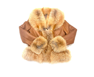 Barya NewYork Ladies Whiskey Oversize Fox Collar Shearling - Dudes Boutique