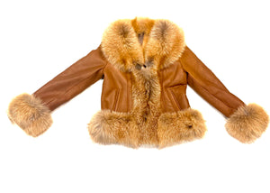 Barya NewYork Ladies Whiskey Oversize Fox Collar Shearling - Dudes Boutique