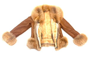 Barya NewYork Ladies Whiskey Oversize Fox Collar Shearling - Dudes Boutique