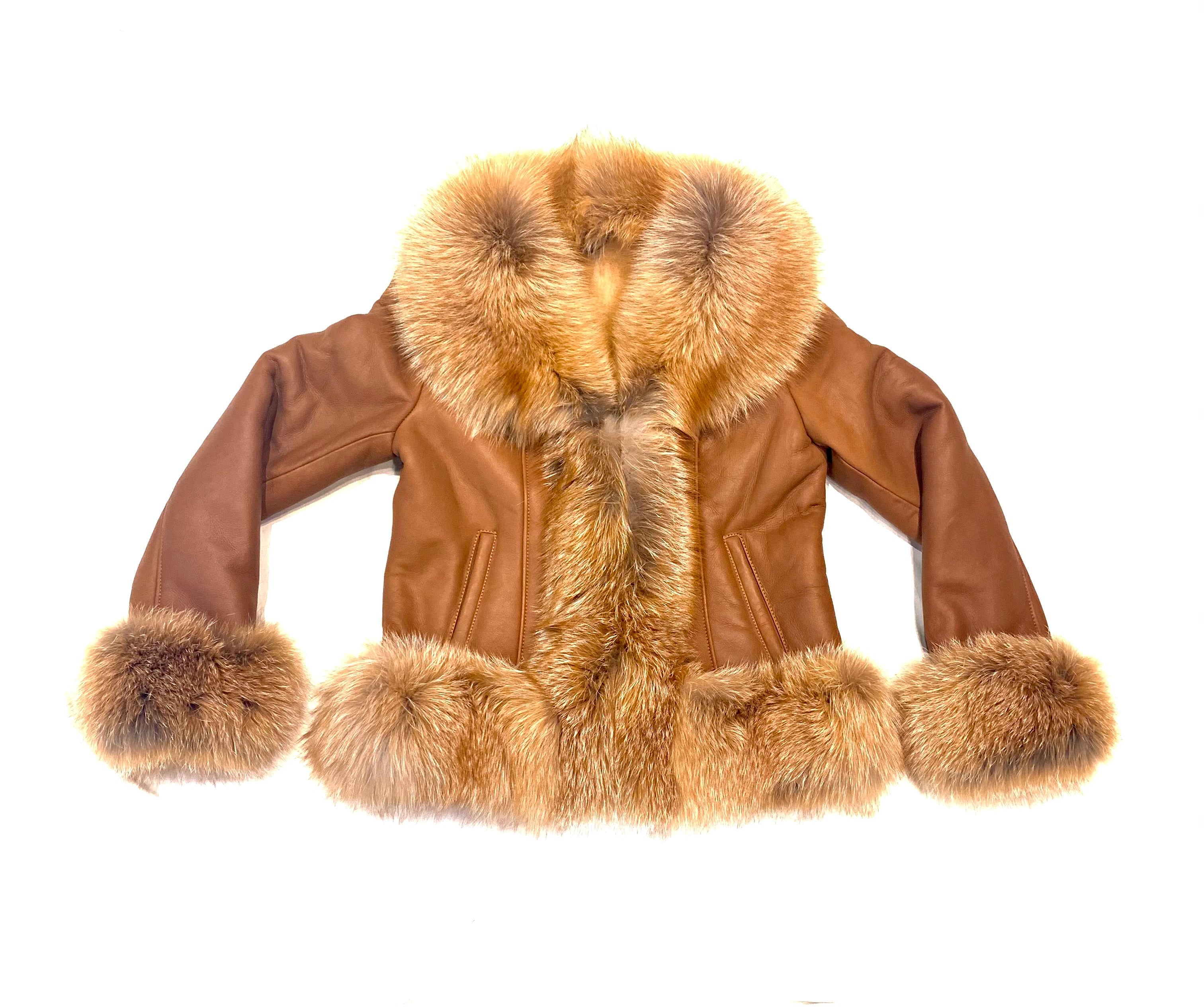 Barya NewYork Ladies Whiskey Oversize Fox Collar Shearling - Dudes Boutique