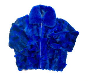 Kashani Men's Royal Blue Fox Fox Bomber  Coat - Dudes Boutique