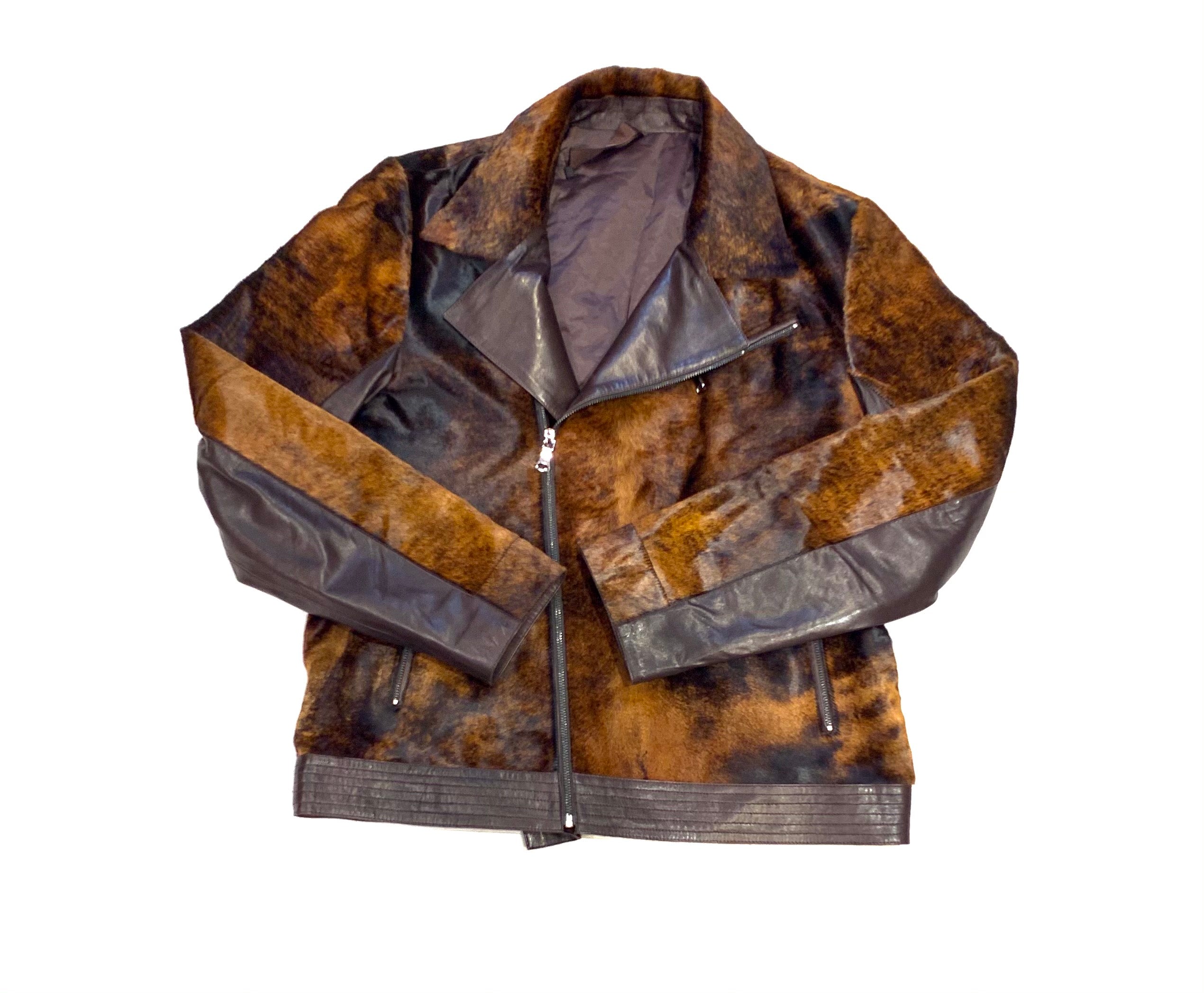 Barya NewYork Chocolate Brown Pony Hair Biker Jacket - Dudes Boutique