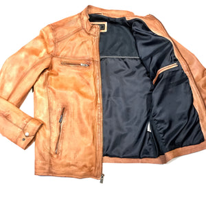 Missani Le Collezioni Cognac Lambskin Leather Jacket - Dudes Boutique