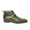 Mauri " 4848" Olive Green Alligator Monk Strap Zipper Boots - Dudes Boutique