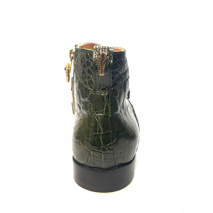 Mauri "4828/2" Olive Green Alligator Monk Strap Zipper Boots - Dudes Boutique