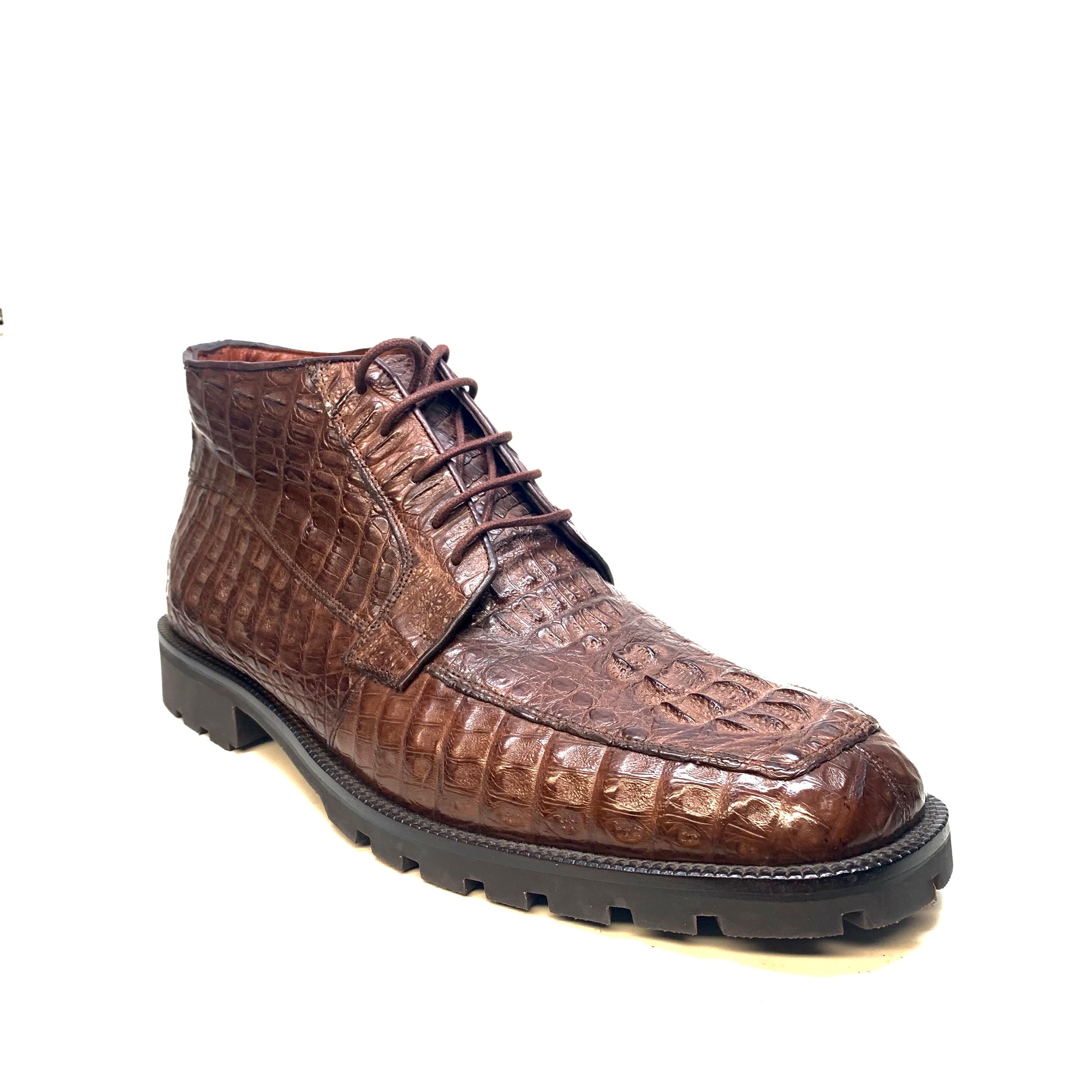 Los Altos All-Over Crocodile Lace Up Ankle Boots - Dudes Boutique