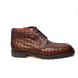 Los Altos All-Over Crocodile Lace Up Ankle Boots - Dudes Boutique