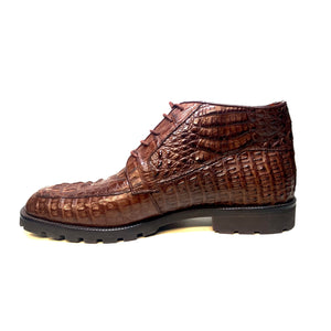 Los Altos All-Over Crocodile Lace Up Ankle Boots - Dudes Boutique