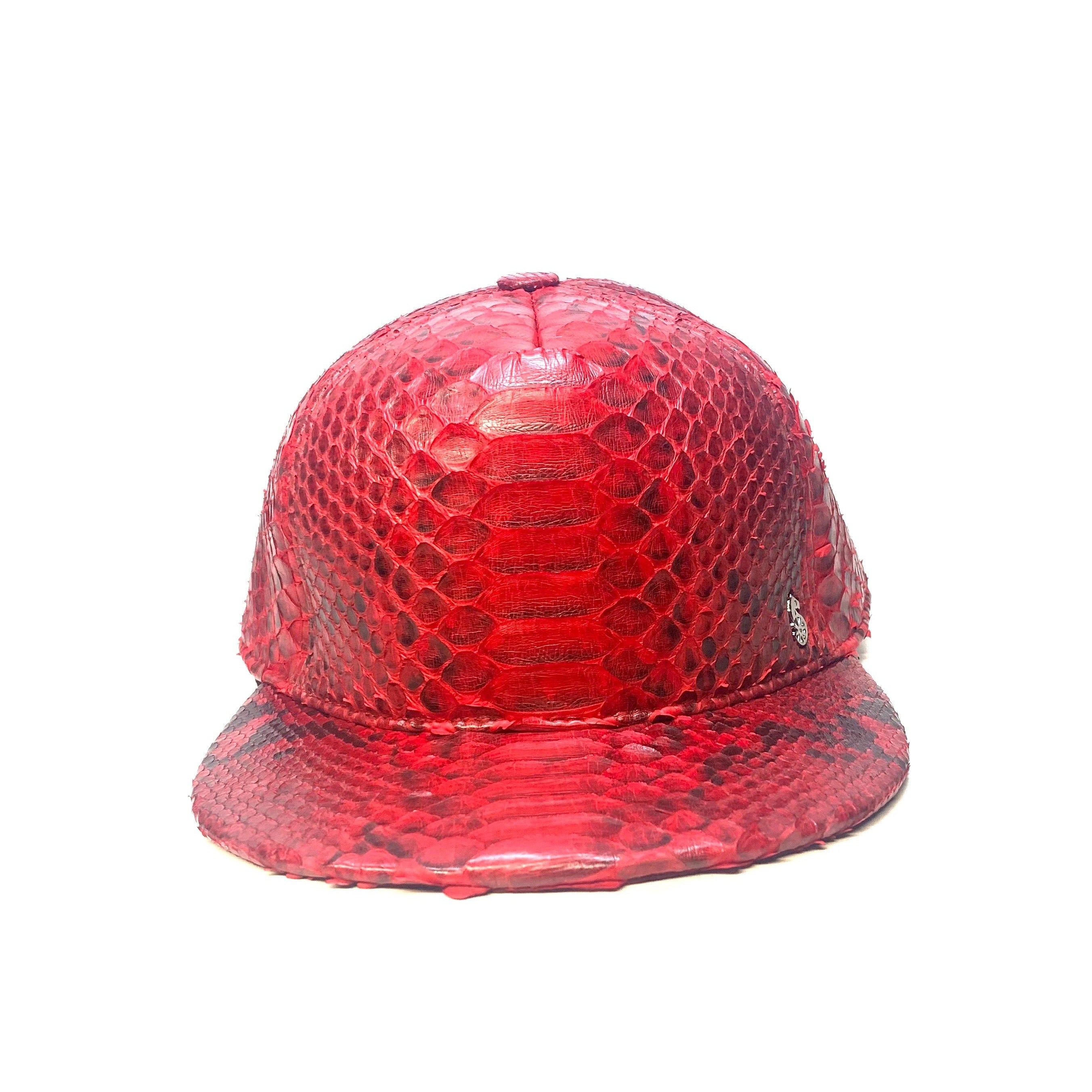 Barya NewYork All-Over Red Python Strap-Back Hat - Dudes Boutique