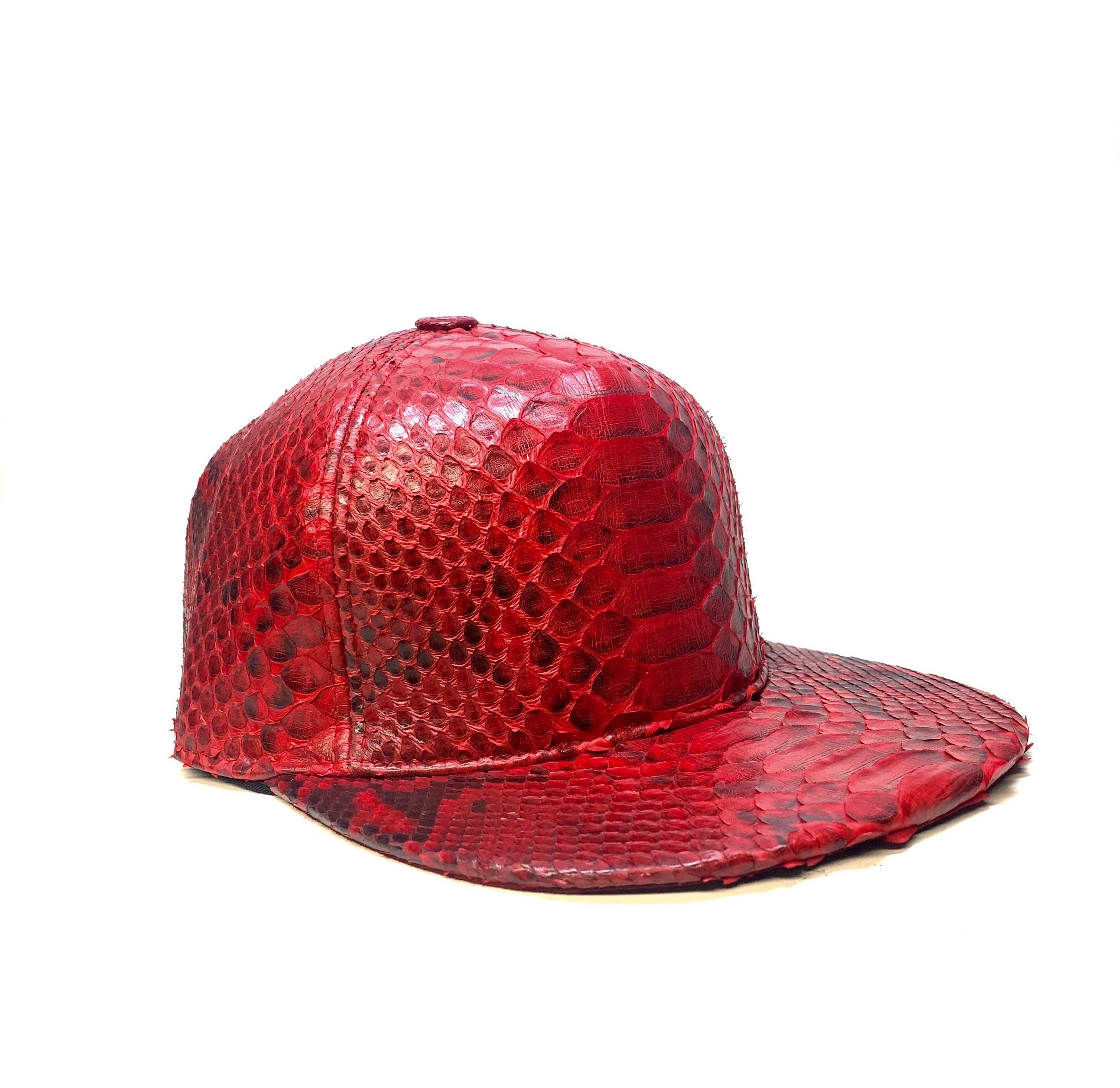 Barya NewYork All-Over Red Python Strap-Back Hat - Dudes Boutique