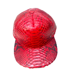 Barya NewYork All-Over Red Python Strap-Back Hat - Dudes Boutique